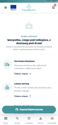 Mobilny widok sklepu ProSenior+